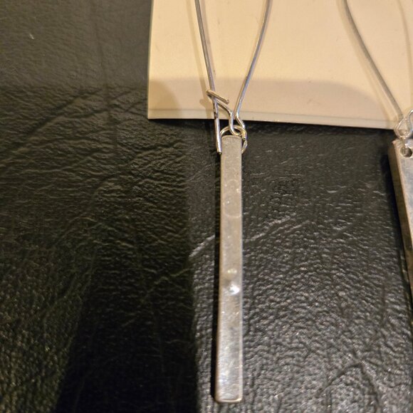 Ruff Hewn Silver-Tone Bar Drop Earrings - Picture 2 of 3